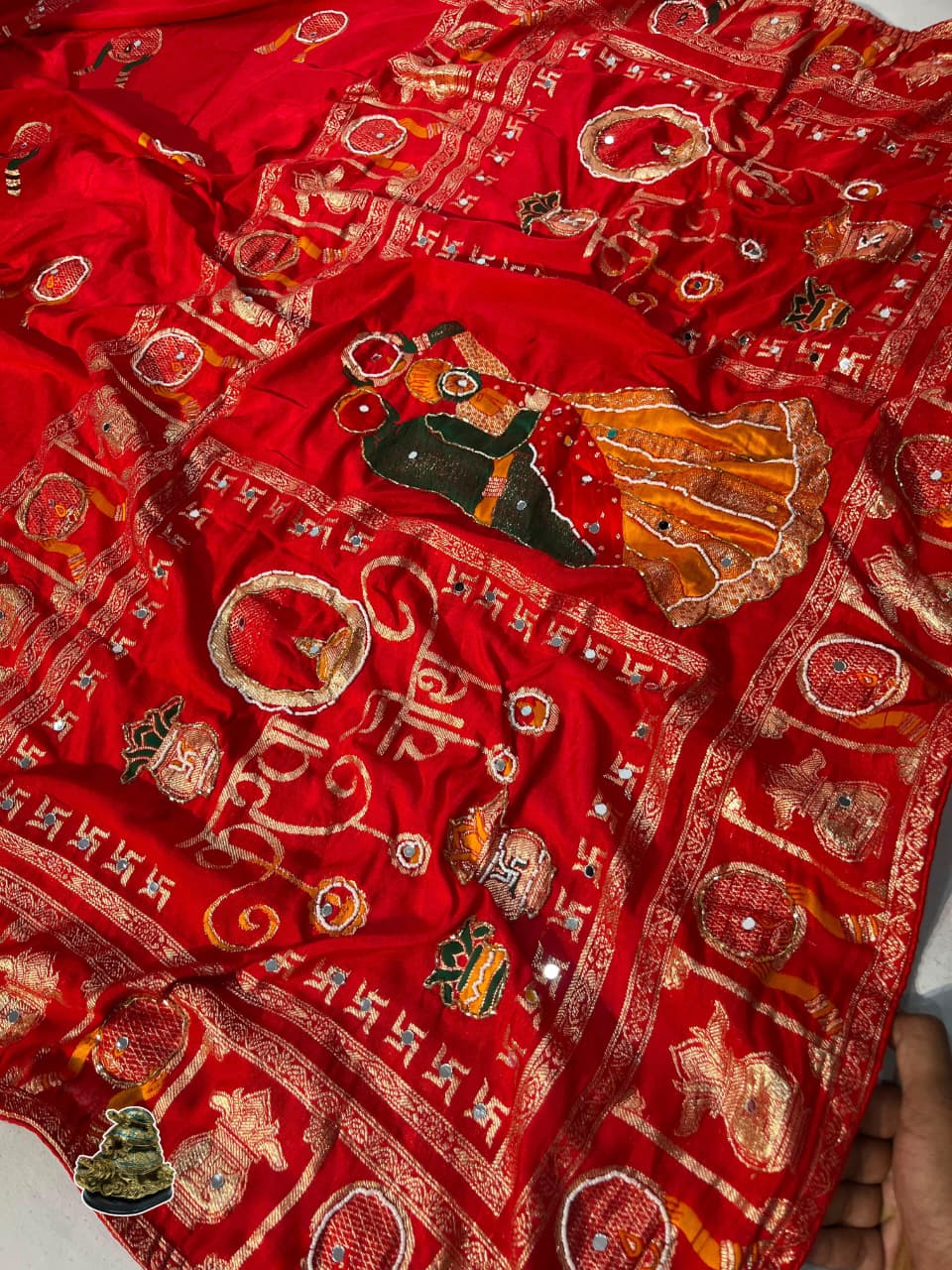 SM Karwa Chauth Special Dola Viscose Meena Weaving Saree with Hand Mirror Work