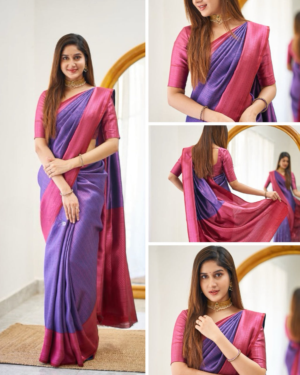 SM Soft Lichi Silk Saree with Rich Jacquard Pallu