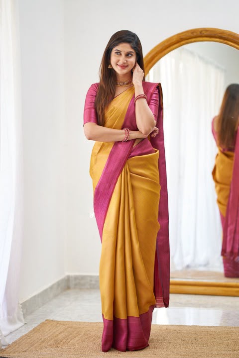 SM Soft Lichi Silk Saree with Rich Jacquard Pallu