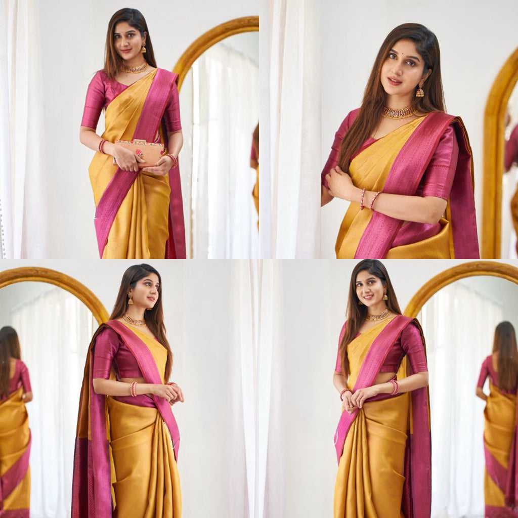 SM Soft Lichi Silk Saree with Rich Jacquard Pallu