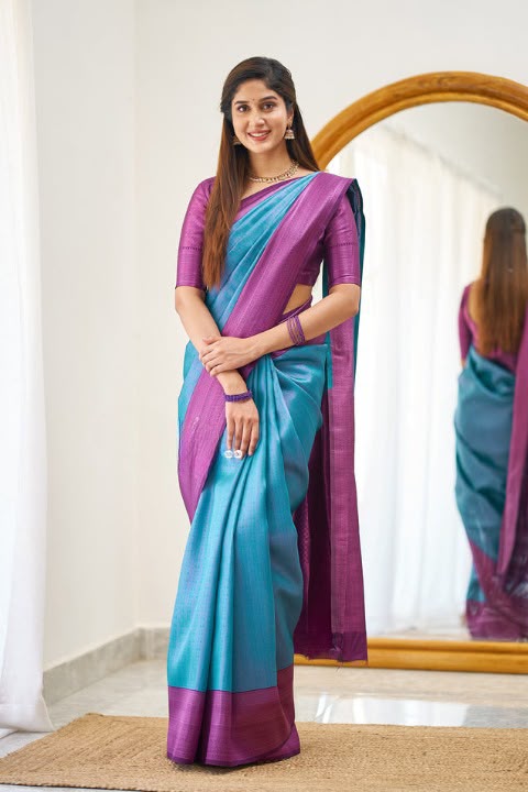 SM Soft Lichi Silk Saree with Rich Jacquard Pallu