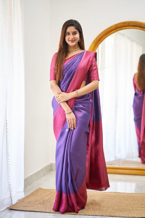 SM Soft Lichi Silk Saree with Rich Jacquard Pallu