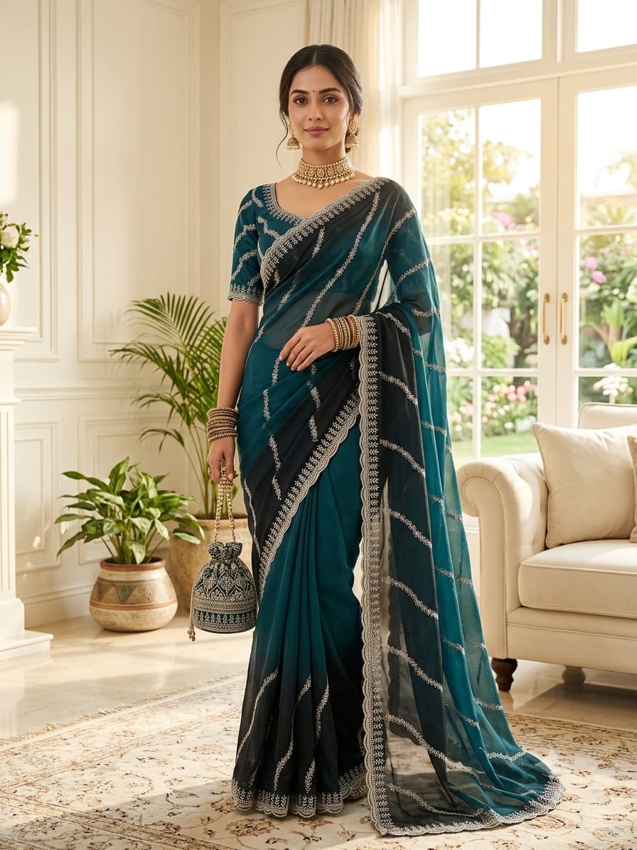 SM Designer Leheriya Padding Fendy Chiffon Saree