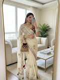 SM Designer Fendy Satin Saree with Heavy 3mm Sequence Pallu, All-Over Butties & Ready-to-Wear Blouse