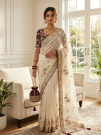 SM Designer Fendy Satin Saree with Heavy 3mm Sequence Pallu, All-Over Butties & Ready-to-Wear Blouse