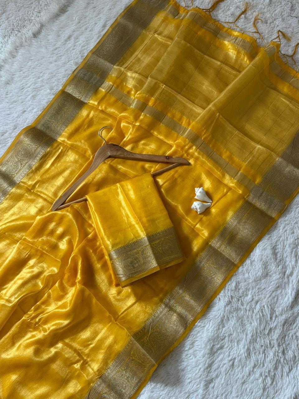 SM Super Shine Soft Space Silk Saree with Rich Weaving Zari Belt, Pallu