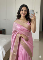 SM Super Shine Soft Space Silk Saree with Rich Weaving Zari Belt, Pallu