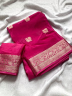 SM Pure Viscose Mysore Silk Crepe Saree with Jacquard Peacock Design