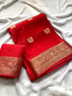 SM Pure Viscose Mysore Silk Crepe Saree with Jacquard Peacock Design