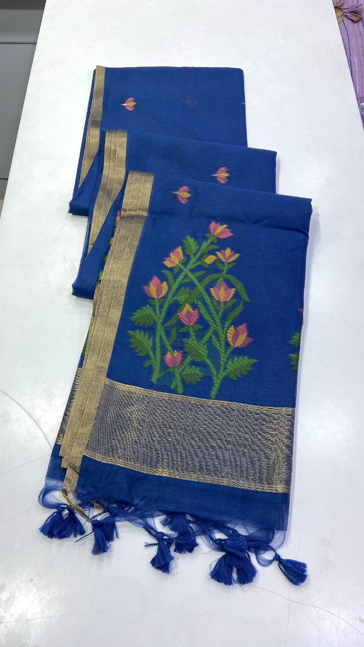 SM Summer Special Pastel Jamdani Weave Cotton-Feel Saree
