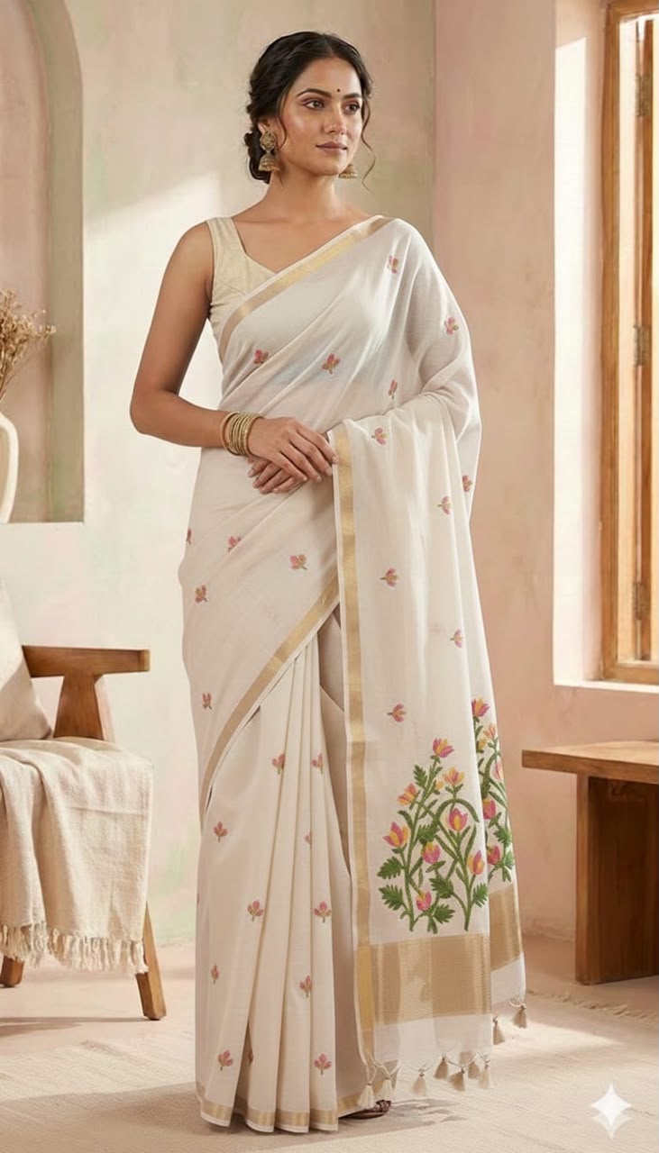 SM Summer Special Pastel Jamdani Weave Cotton-Feel Saree
