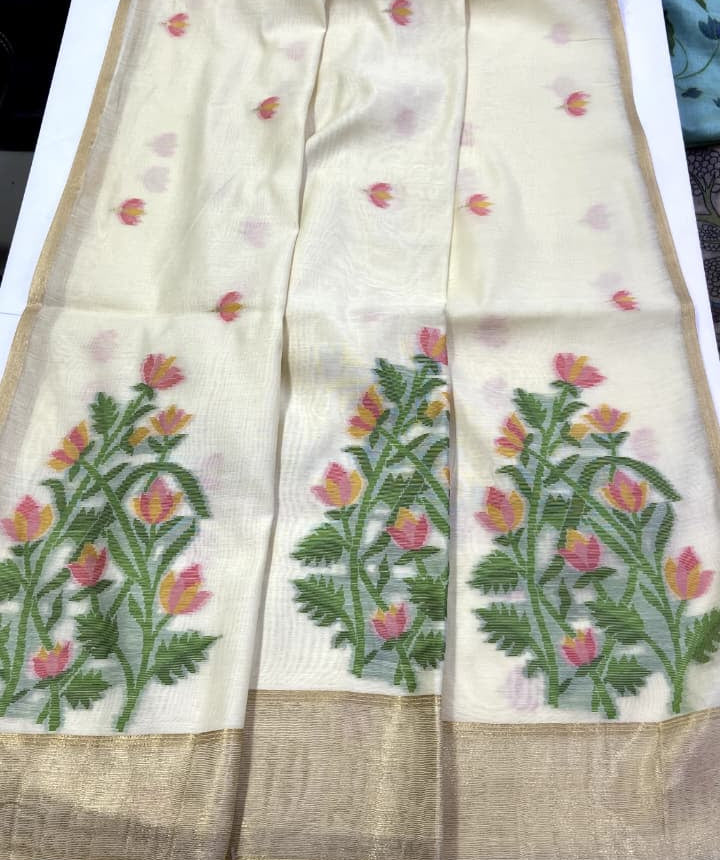 SM Summer Special Pastel Jamdani Weave Cotton-Feel Saree