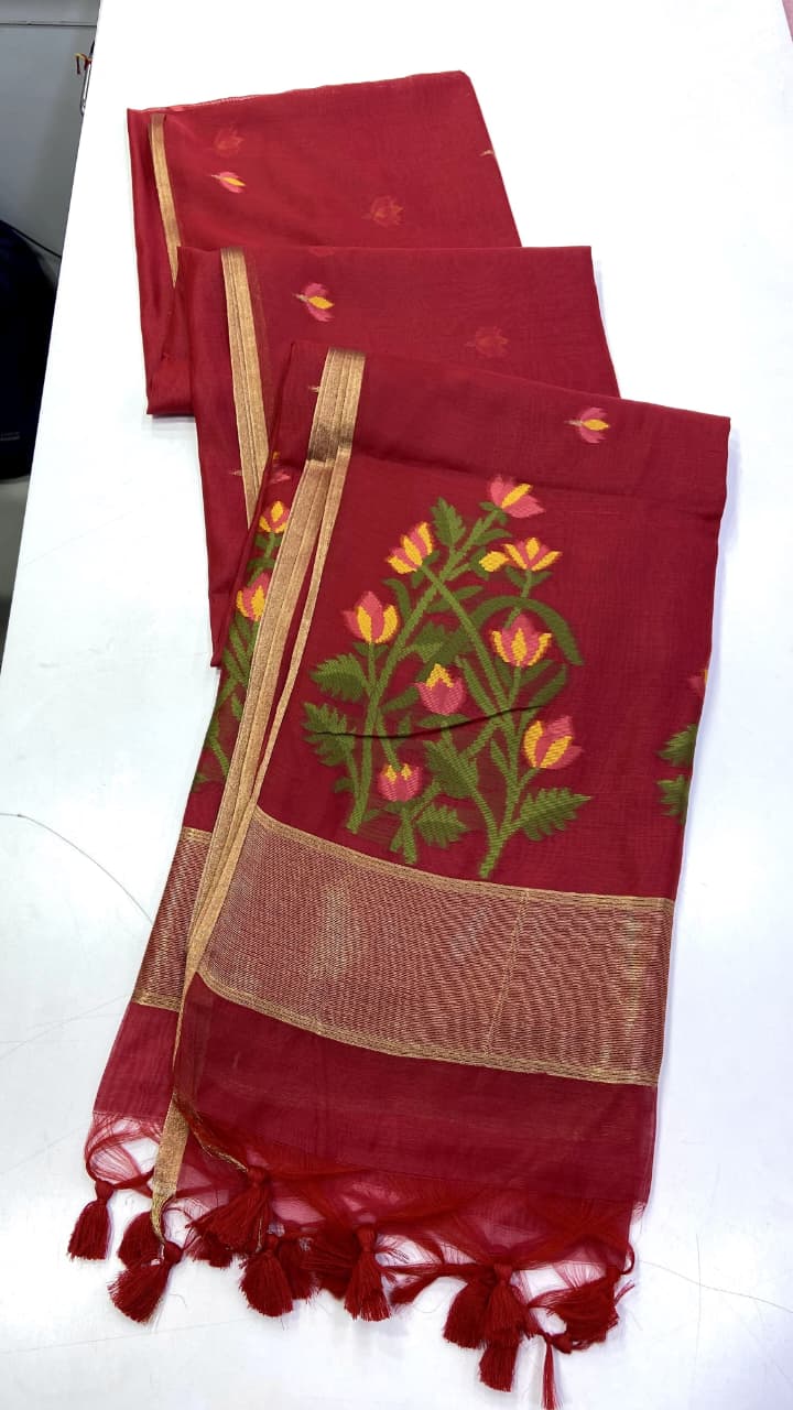 SM Summer Special Pastel Jamdani Weave Cotton-Feel Saree
