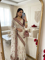 SM Jhamkudi Heavy Fendy Satin Lehariya Sequence Saree
