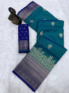 SM Premium Kanjivaram Soft Silk Saree with Copper Zari Jaal Weaving