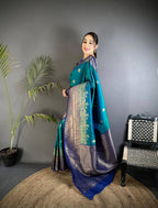 SM Premium Kanjivaram Soft Silk Saree with Copper Zari Jaal Weaving