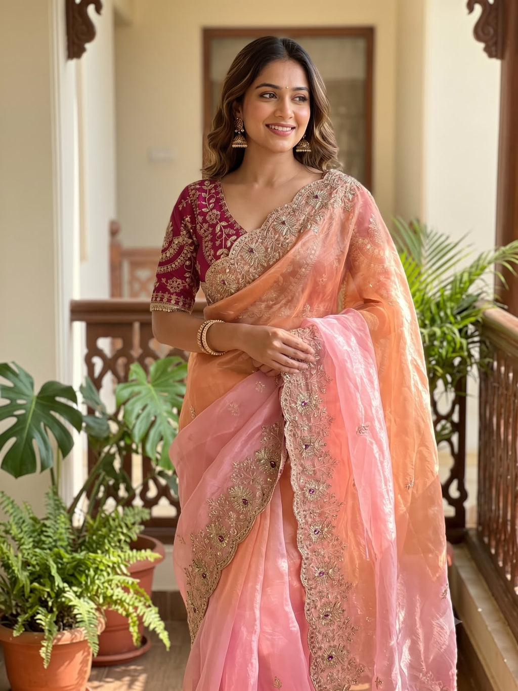 SM Celebrity Style Designer Space Silk Saree with Sequins, Zari & Hand Mina Work