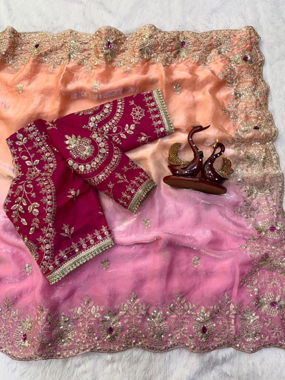 SM Celebrity Style Designer Space Silk Saree with Sequins, Zari & Hand Mina Work