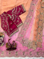SM Celebrity Style Designer Space Silk Saree with Sequins, Zari & Hand Mina Work