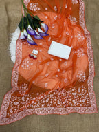 SM Soft Georgette Embroidered Chikankari Saree