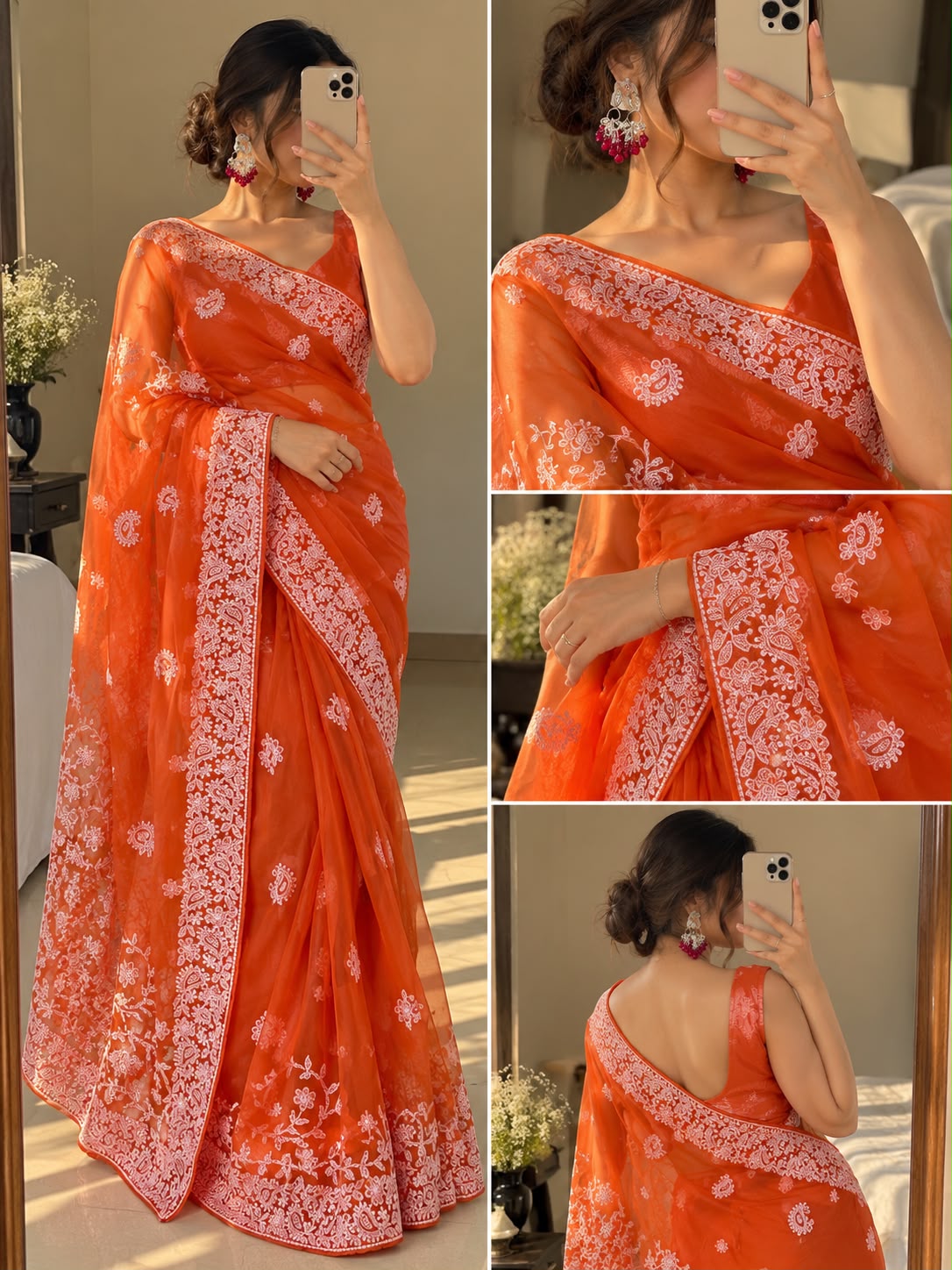 SM Soft Georgette Embroidered Chikankari Saree