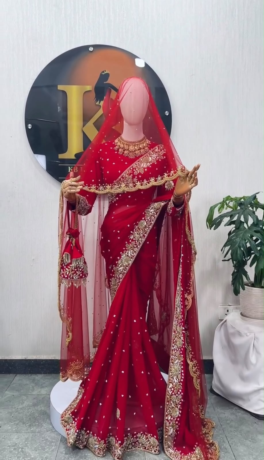 SM Karwa Chauth Special Crimson Red Rangoli Silk Saree