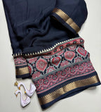 SM Bandhej 3D Digital Print Marshmallow Silk Saree