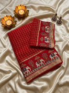 SM New Arrival Viscose Georgette Checkered Saree