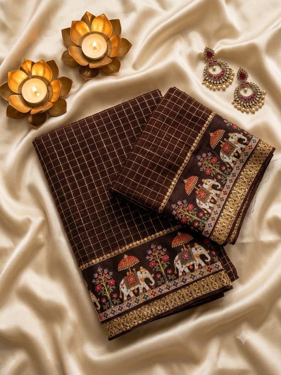 SM New Arrival Viscose Georgette Checkered Saree