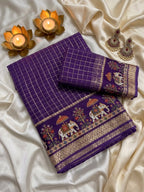 SM New Arrival Viscose Georgette Checkered Saree