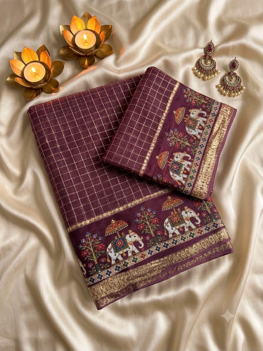 SM New Arrival Viscose Georgette Checkered Saree