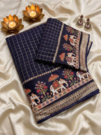 SM New Arrival Viscose Georgette Checkered Saree