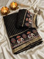 SM New Arrival Viscose Georgette Checkered Saree