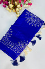 SM Heavy Pure Satin Moss Saree with Traditional Ajrakh Print, Fine Zari