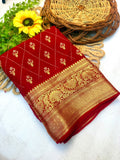 SM Hand-Dyed Kanjivaram Bandhani Teen Daani Cotton Silk Saree