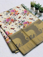 SM Soft Banarasi Silk Pichwai & Kalamkari Digital Print Saree with All-Over Zari Weaving