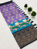 SM Soft Banarasi Silk Pichwai & Kalamkari Digital Print Saree with All-Over Zari Weaving