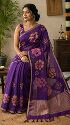 SM Authentic Jamdani-Inspired Cotton Feel Woven Jaal Saree