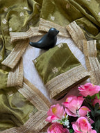 SM Premium Tussar Silk Saree with Woven Jacquard Buti & Sabyasachi-Inspired Designer Lace Border