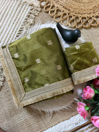 SM Premium Tussar Silk Saree with Woven Jacquard Buti & Sabyasachi-Inspired Designer Lace Border