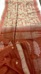 SM Elegant Jamdani Woven Jaal Soft Silk Blend Saree with Artistic Pallu