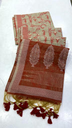 SM Elegant Jamdani Woven Jaal Soft Silk Blend Saree with Artistic Pallu