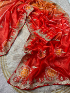 SM Soft Shine Space Silk Bandhej & Leheriya Print Saree