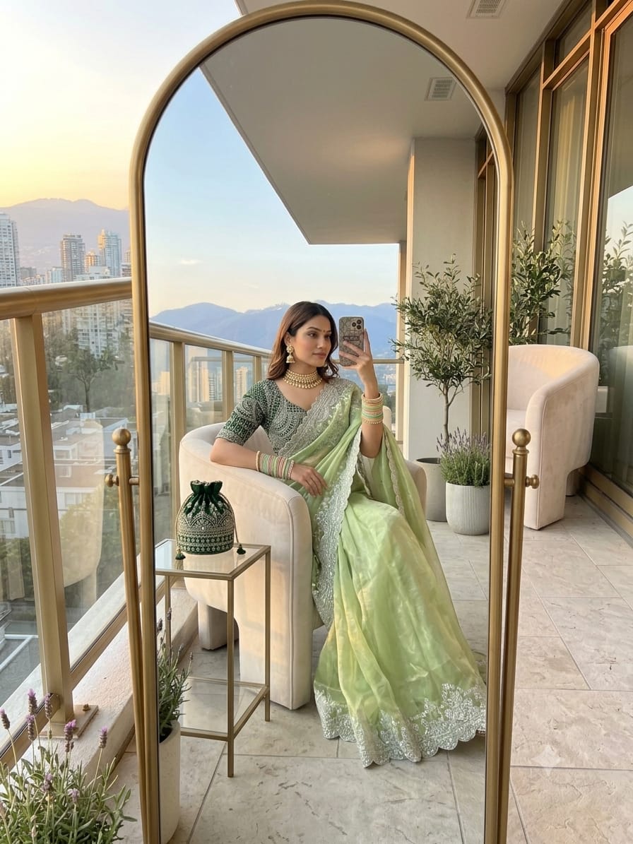 SM Pranjal Designer Soft Fandy Satin Saree with 3mm Sequins Embroidery Jaal