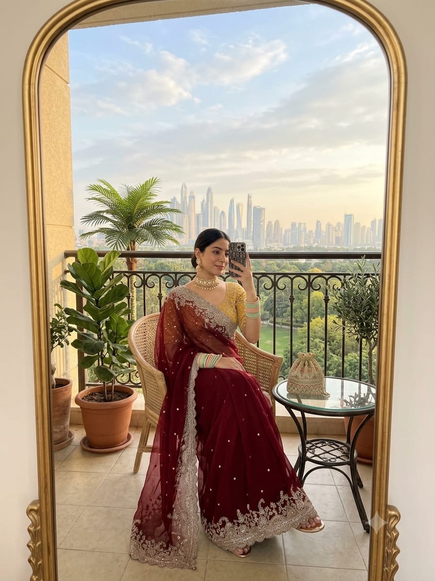 SM Pranjal Designer Soft Fandy Satin Saree with 3mm Sequins Embroidery Jaal