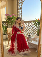 SM Pranjal Designer Soft Fandy Satin Saree with 3mm Sequins Embroidery Jaal