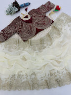 SM Pranjal Designer Soft Fandy Satin Saree with 3mm Sequins Embroidery Jaal