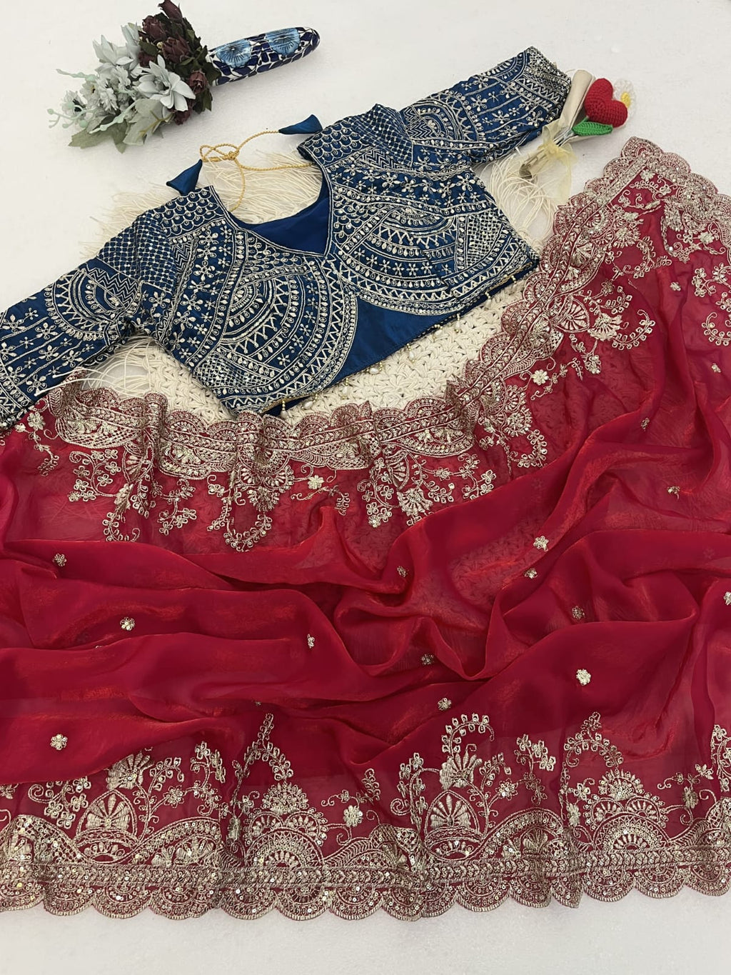 SM Pranjal Designer Soft Fandy Satin Saree with 3mm Sequins Embroidery Jaal