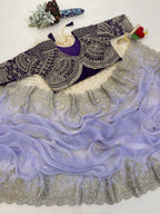 SM Pranjal Designer Soft Fandy Satin Saree with 3mm Sequins Embroidery Jaal