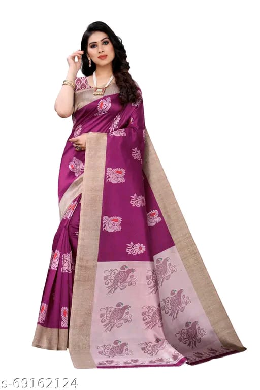 SM Women Art Silk Printed Saree with Art Silk Blouse